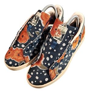 Adidas Stan Smith Shoes Womens‎ Size 7 Navy Blue Floral Polka Dot Canvas S32255
